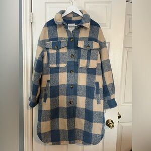 Avec Les Filles Blue and Cream Coat